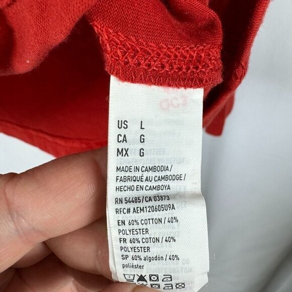 Disney X AE Red Donald Duck Feisty Long Sleeve Pocket Tee Pajama Top L - Picture 4 of 6